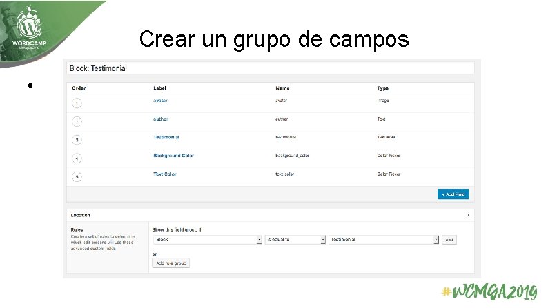 Crear un grupo de campos 