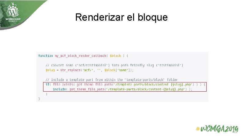 Renderizar el bloque 