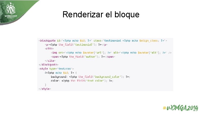 Renderizar el bloque 