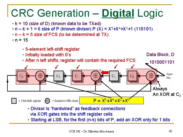 CRC Generation – Digital Logic • k = 10 (size of D) (known data