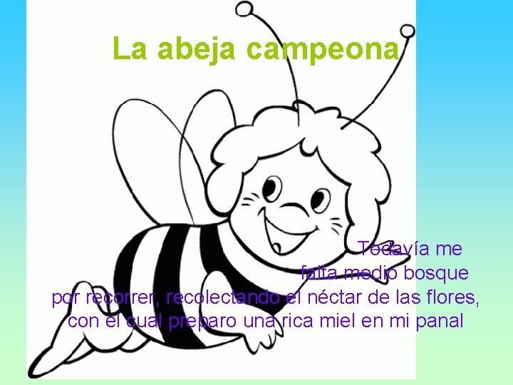 La abeja campeona Todavía me falta medio bosque por recorrer, recolectando el néctar de