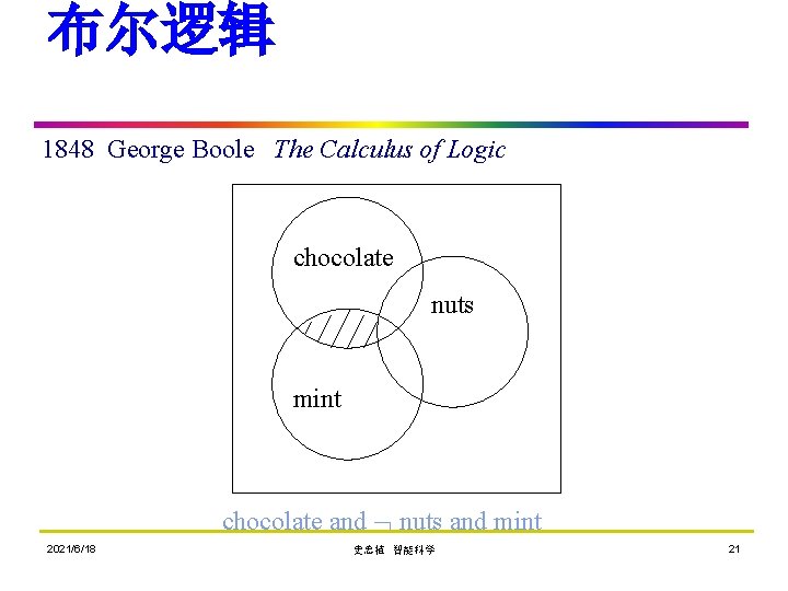 布尔逻辑 1848 George Boole The Calculus of Logic chocolate nuts mint chocolate and nuts