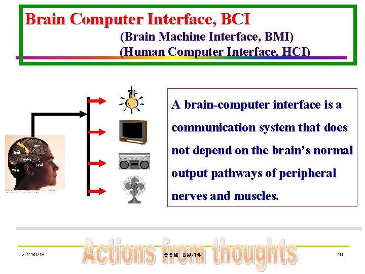 Brain Computer Interface, BCI (Brain Machine Interface, BMI) (Human Computer Interface, HCI) A brain-computer