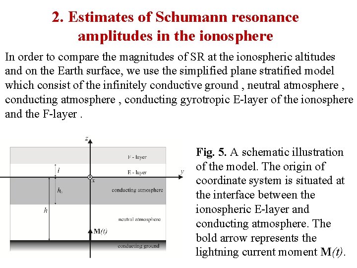 2. Estimates of Schumann resonance amplitudes in the ionosphere In order to compare the