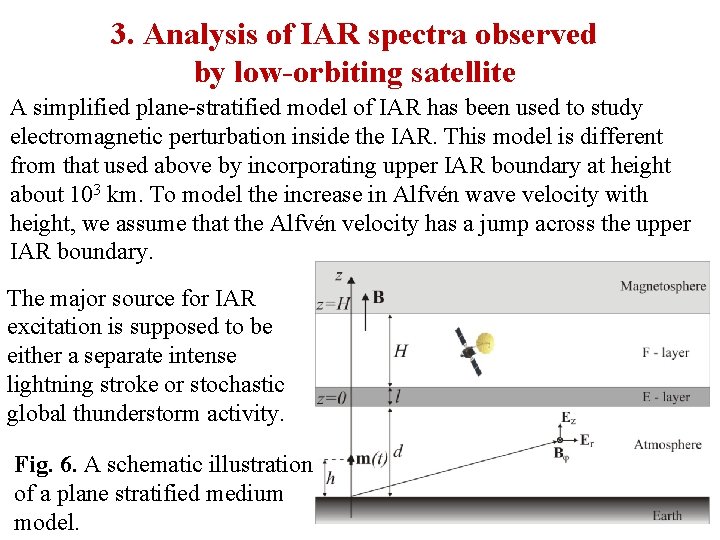 3. Analysis of IAR spectra observed by low-orbiting satellite A simplified plane-stratified model of