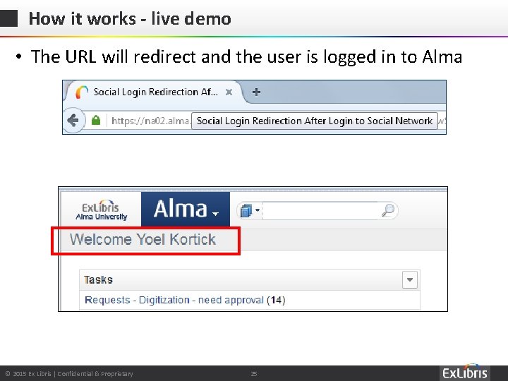 How it works - live demo • The URL will redirect and the user