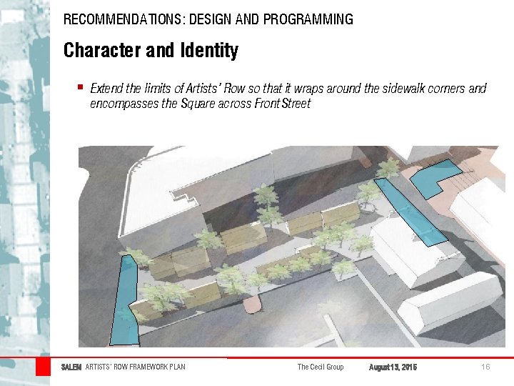 RECOMMENDATIONS: DESIGN AND PROGRAMMING Character and Identity § Extend the limits of Artists’ Row RECOMMENDATIONS: DESIGN AND PROGRAMMING Character and Identity § Extend the limits of Artists’ Row