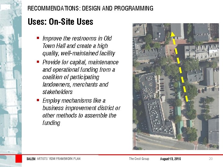 RECOMMENDATIONS: DESIGN AND PROGRAMMING Uses: On-Site Uses § § § Improve the restrooms in RECOMMENDATIONS: DESIGN AND PROGRAMMING Uses: On-Site Uses § § § Improve the restrooms in