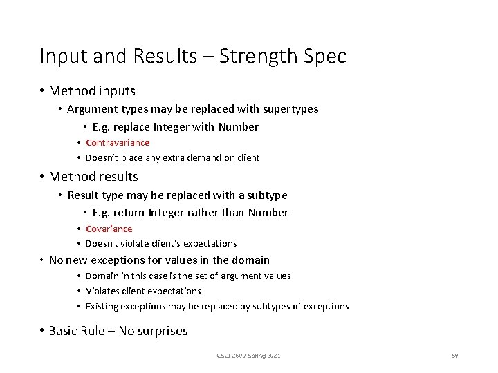 Input and Results – Strength Spec • Method inputs • Argument types may be