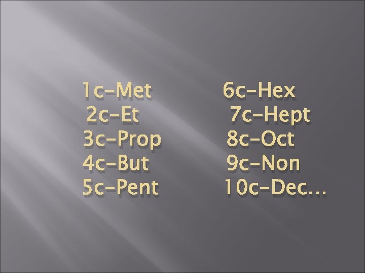 1 c-Met 2 c-Et 3 c-Prop 4 c-But 5 c-Pent 6 c-Hex 7 c-Hept