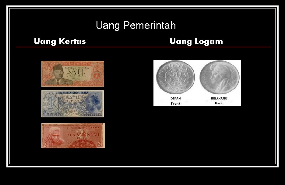 Uang Pemerintah Uang Kertas Uang Logam 