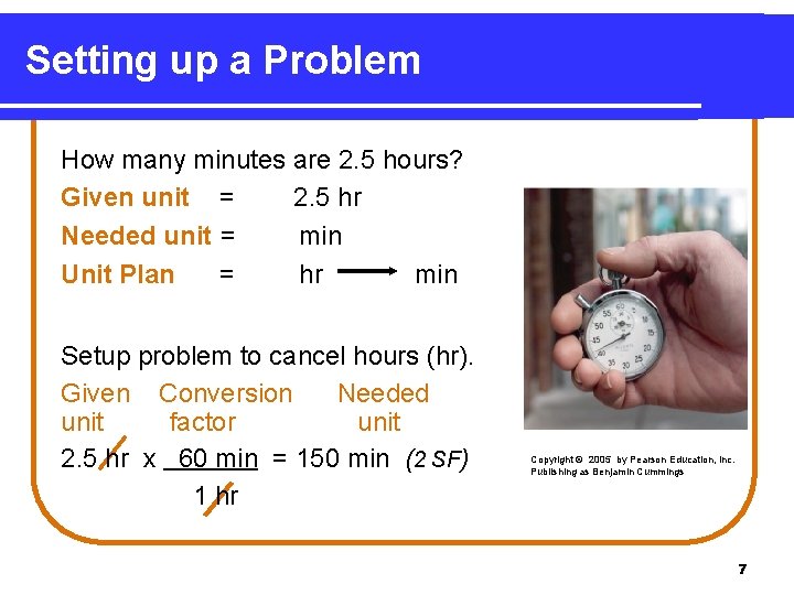 Setting up a Problem How many minutes are 2. 5 hours? Given unit =