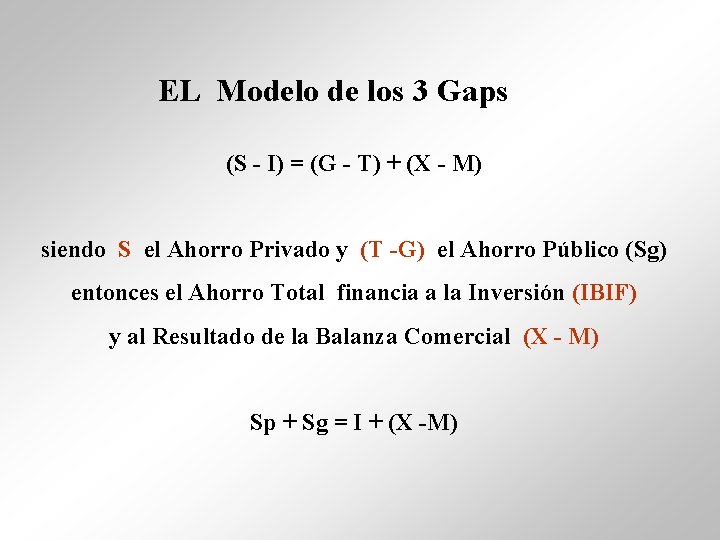 EL Modelo de los 3 Gaps (S - I) = (G - T) +