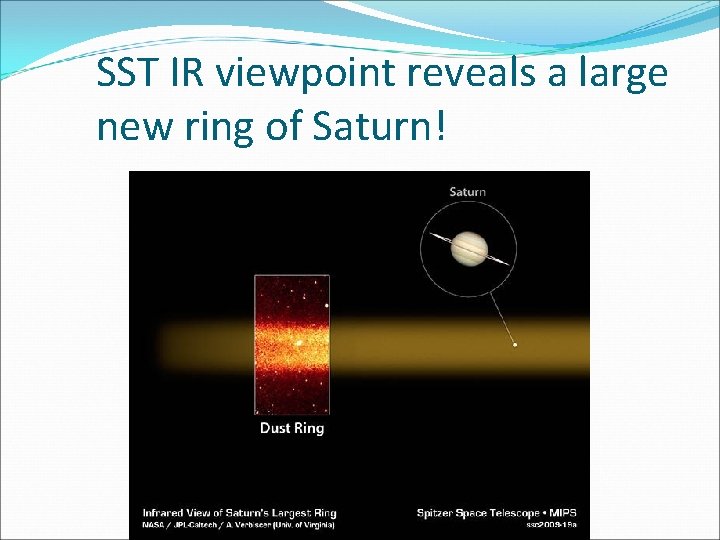 SST IR viewpoint reveals a large new ring of Saturn! 