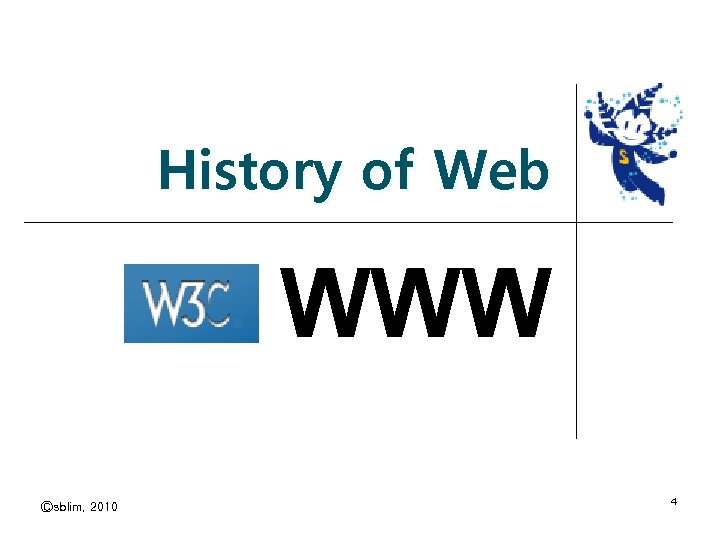 History of Web WWW Ⓒsblim, 2010 4 