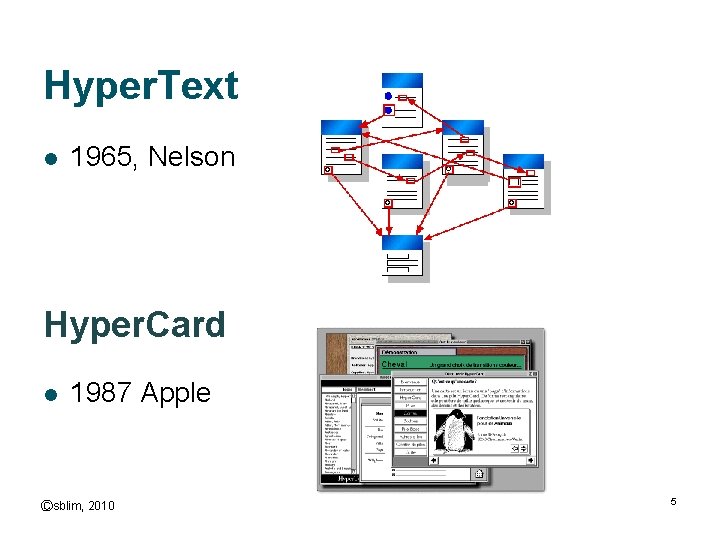 Hyper. Text l 1965, Nelson Hyper. Card l 1987 Apple Ⓒsblim, 2010 5 