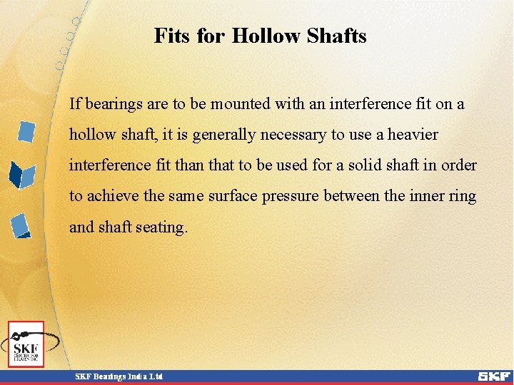 Fits for Hollow Shafts If bearings are to be mounted with an interference fit