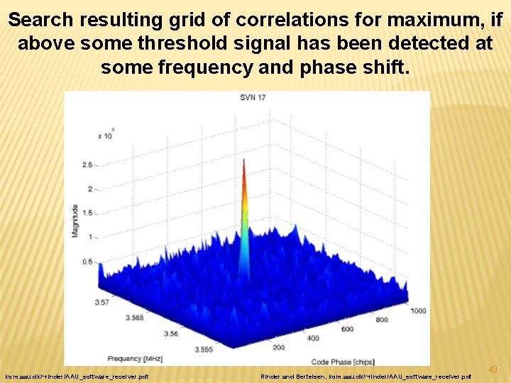 Search resulting grid of correlations for maximum, if above some threshold signal has been