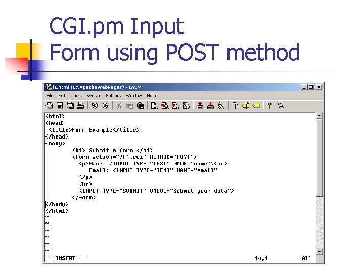 CGI. pm Input Form using POST method 