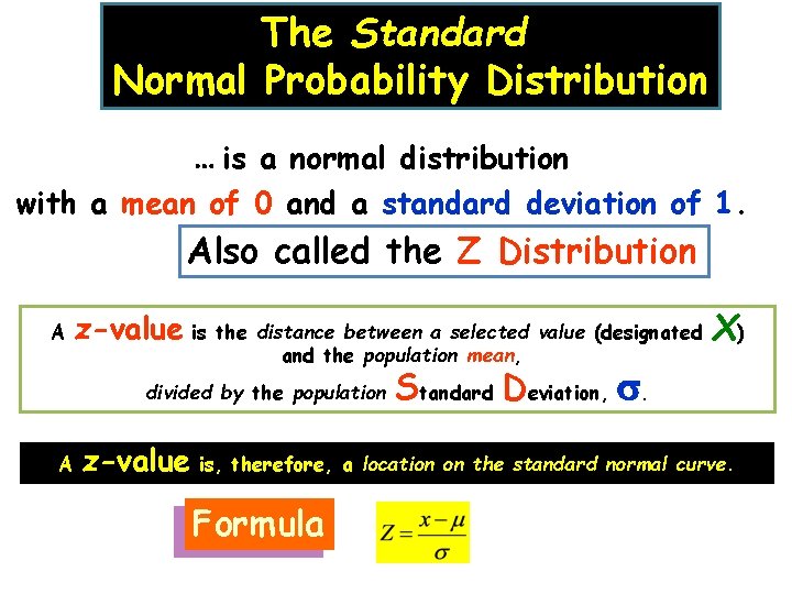 The Standard Normal Probability Distribution … is a normal distribution with a mean of