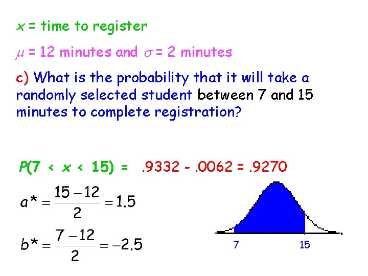 x = time to register m = 12 minutes and s = 2 minutes