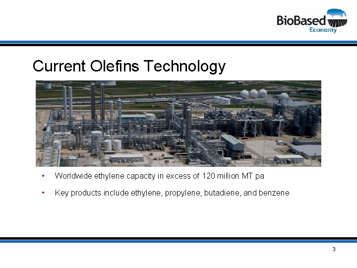 Current Olefins Technology • Worldwide ethylene capacity in excess of 120 million MT pa