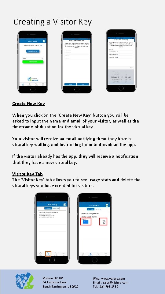 Creating a Visitor Key Create New Key When you click on the ‘Create New