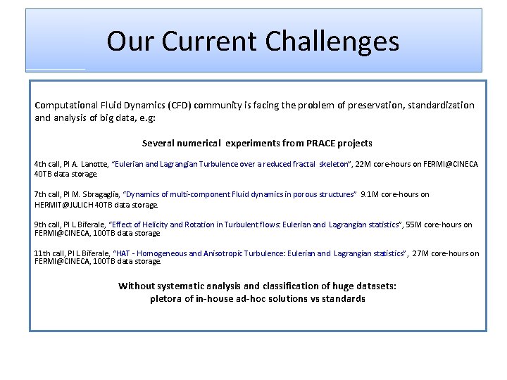 Our Current Challenges Computational Fluid Dynamics (CFD) community is facing the problem of preservation,