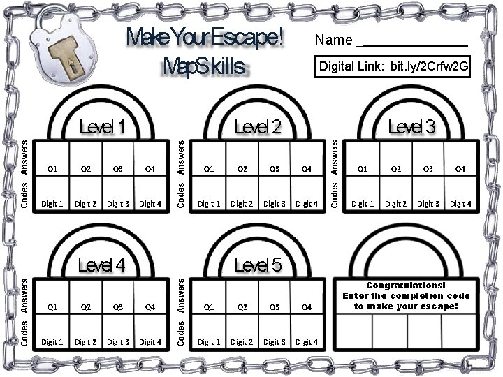 Make. Your. Escape! Map. Skills Q 2 Q 3 Q 4 Digit 1 Digit