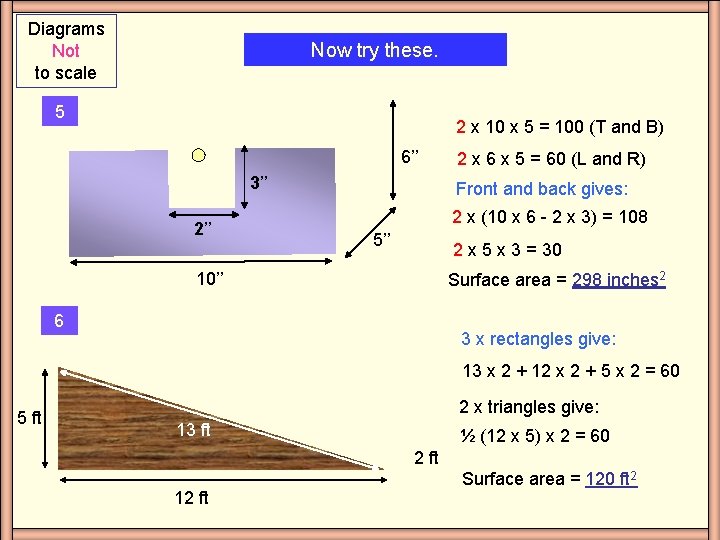 Diagrams Not to scale Now try these. 5 2 x 10 x 5 =