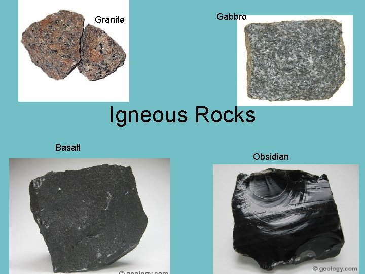 Granite Gabbro Igneous Rocks Basalt Obsidian 