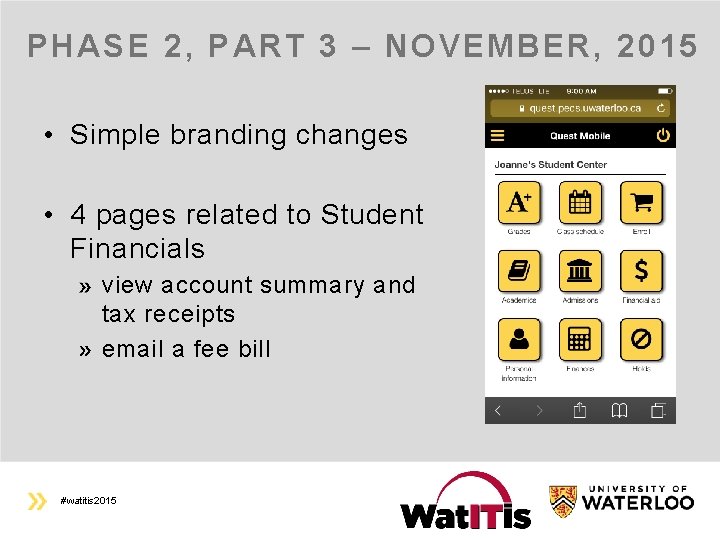 PHASE 2, PART 3 – NOVEMBER, 2015 • Simple branding changes • 4 pages