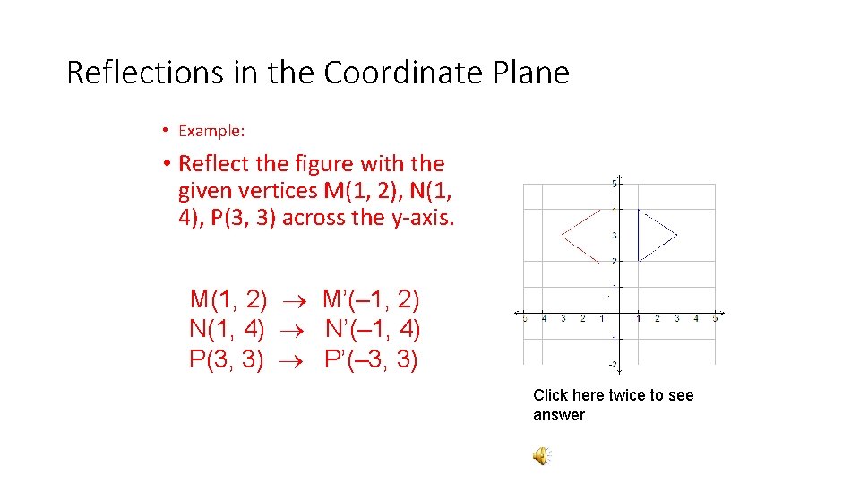 Reflections in the Coordinate Plane • Example: • Reflect the figure with the given