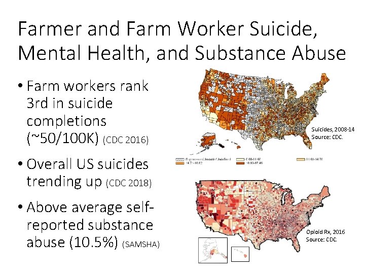 Farmer and Farm Worker Suicide, Mental Health, and Substance Abuse • Farm workers rank