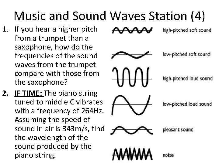 Music and Sound Waves Station (4) 1. If you hear a higher pitch from