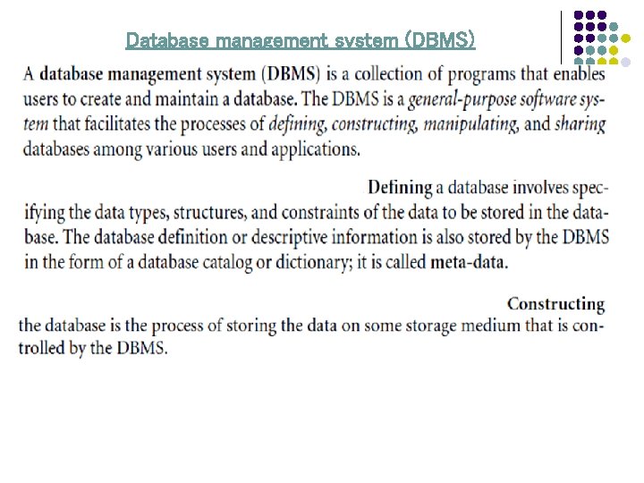 Database management system (DBMS) 