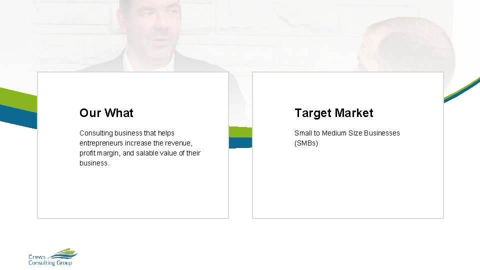 Our What Target Market Consulting business that helps entrepreneurs increase the revenue, profit margin,