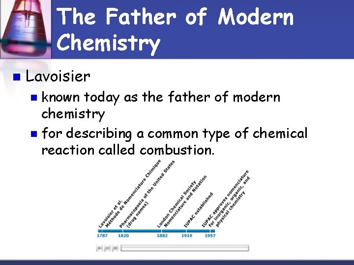 The Father of Modern Chemistry n Lavoisier known today as the father of modern