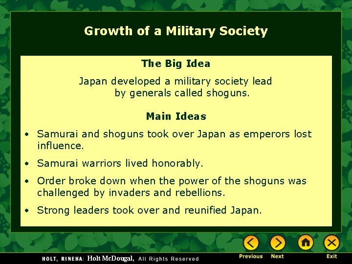 Growth of a Military Society The Big Idea Japan developed a military society lead