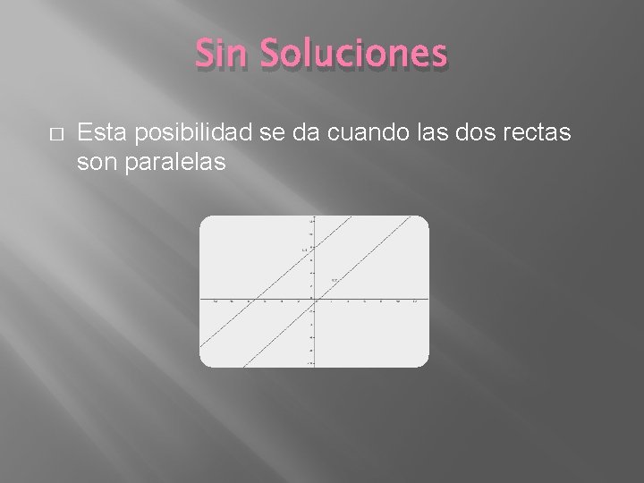 Sin Soluciones � Esta posibilidad se da cuando las dos rectas son paralelas 