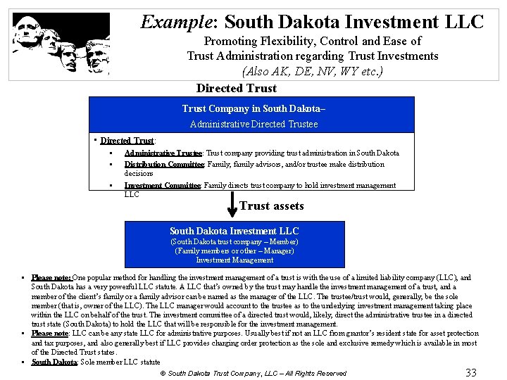 Example: South Dakota Investment LLC Promoting Flexibility, Control and Ease of Trust Administration regarding