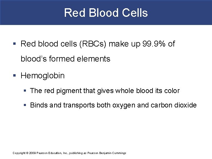 Red Blood Cells § Red blood cells (RBCs) make up 99. 9% of blood’s