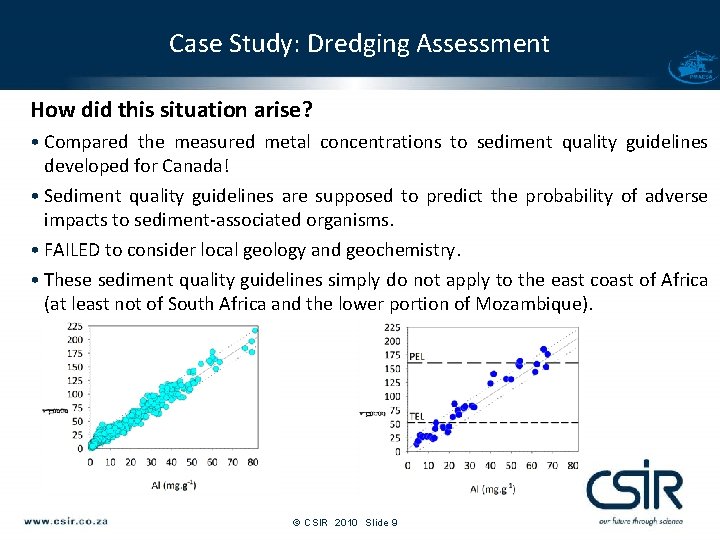 Case Study: Dredging Assessment How did this situation arise? • Compared the measured metal