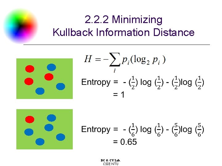 2. 2. 2 Minimizing Kullback Information Distance DC & CV Lab. CSIE NTU 