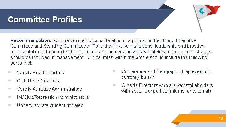 Committee Profiles Recommendation: CSA recommends consideration of a profile for the Board, Executive Committee