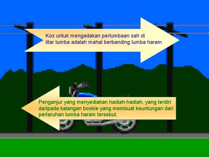 Kos untuk mengadakan perlumbaan sah di litar lumba adalah mahal berbanding lumba haram Penganjur