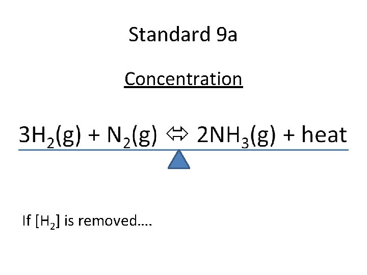 Standard 9 a Concentration If [H 2] is removed…. 