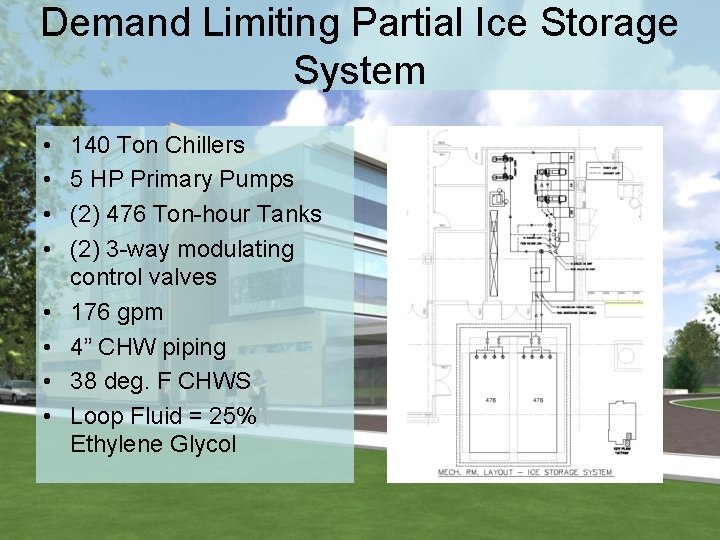 Demand Limiting Partial Ice Storage System • • 140 Ton Chillers 5 HP Primary