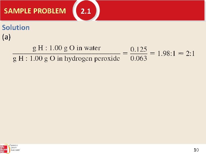 SAMPLE PROBLEM 2. 1 Solution (a) 10 