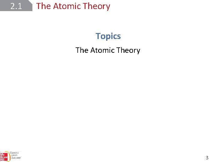 2. 1 The Atomic Theory Topics The Atomic Theory 3 